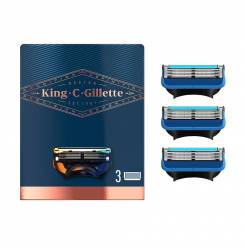 GILLETTE KING shave & edging razor blades x 3 cartridges